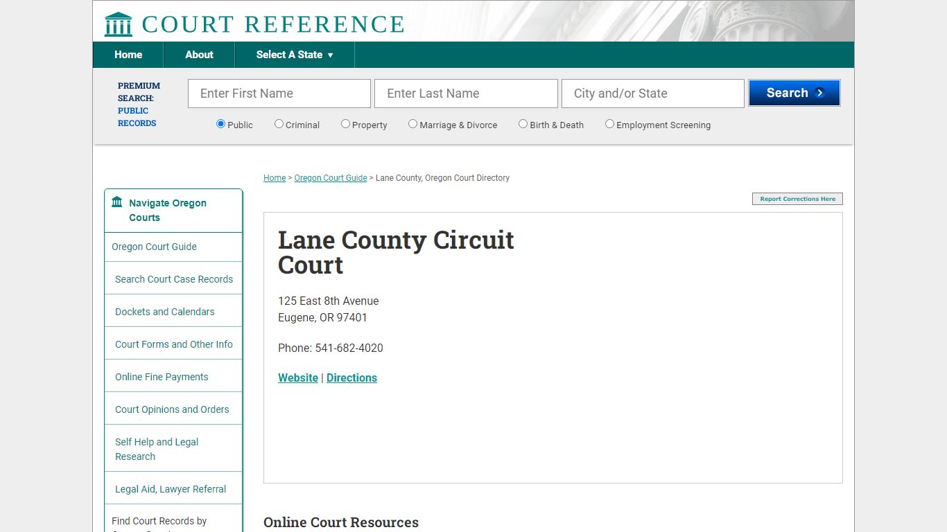 Lane County Circuit Court - CourtReference.com